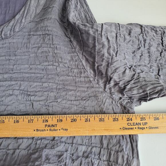 Grizas Silk Linen Textured Shift Dress XXL Gray Minimalist Lagenlook Editorial - Picture 7 of 9